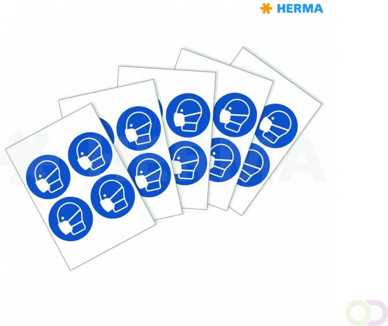 Herma Informatie-etiket: Gebodsteken mondkapje dragen Ã 10 zelfklevend verwijderbaar. Bevat 20 etiketten